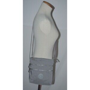 AOCINA 4 Zip Small Crossbody Bag Purse Beige Nylon Travel Day Trip Hike